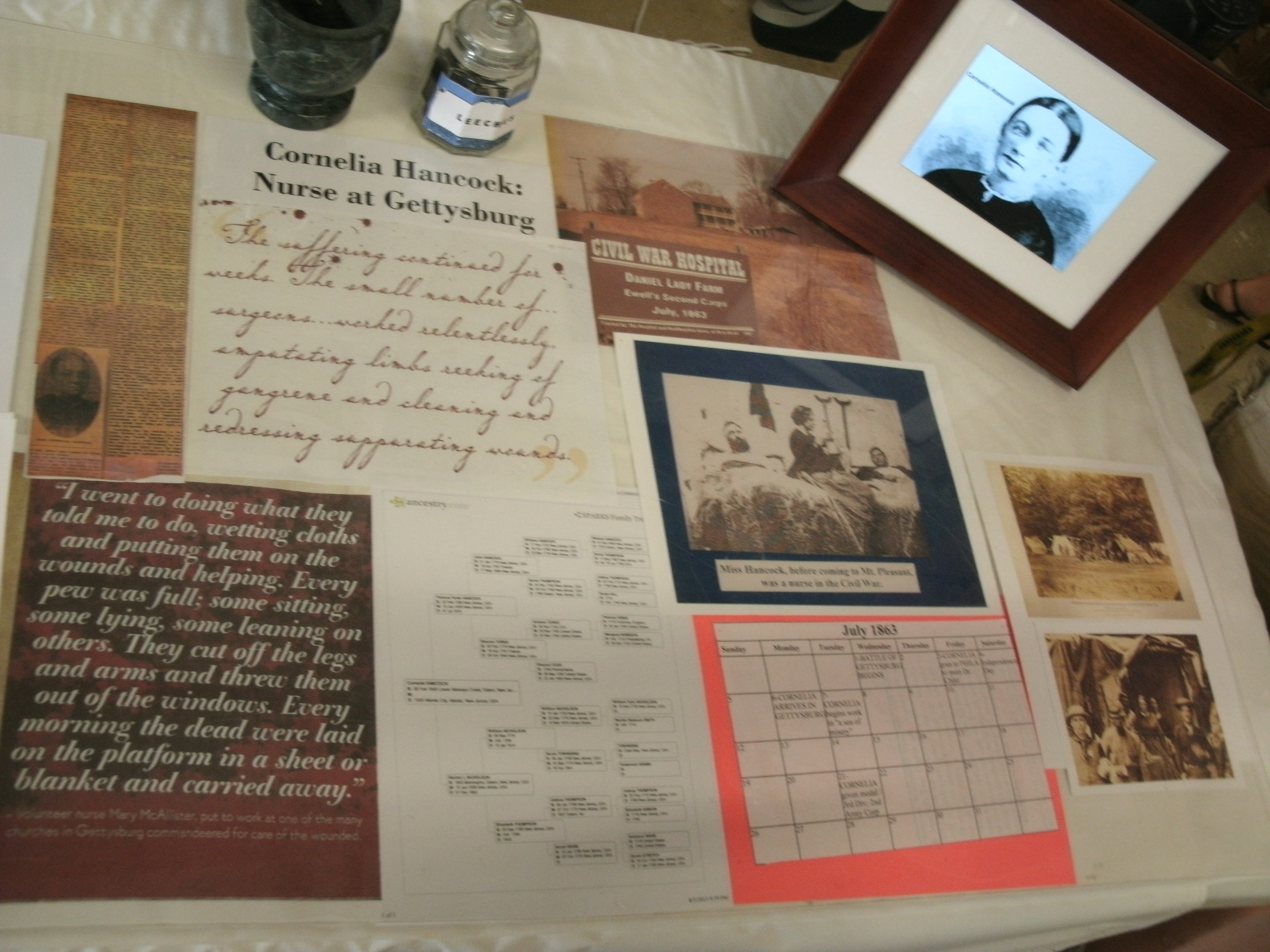 The display included information on the life of Cornelia Hancock, a Salem County native.
