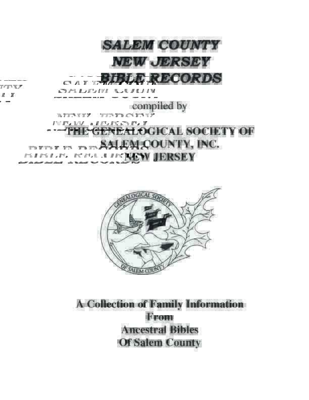 Book cover of Salem County, New Jersey Bible Records